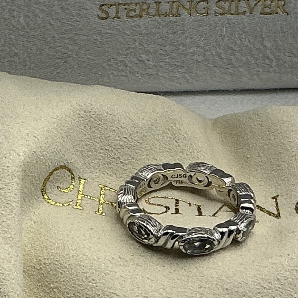 Christian James Scott Grimes White Topaz Sterling Silver Band Ring Size 6